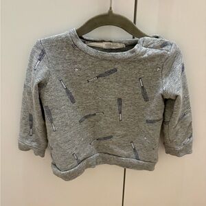 Miles The Label Baby boy Navy grey baseball long sleeve cotton sweatshirt 18M